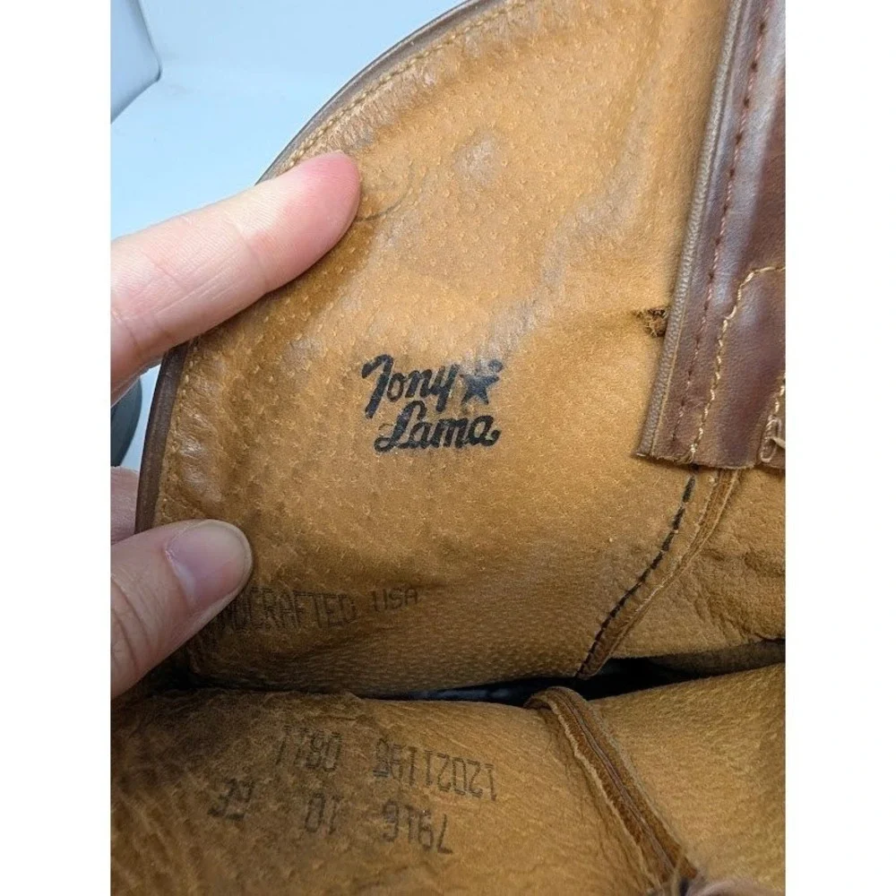 Tony Lama‎ Brown western cowboy boots square toe model 7916 sz 10 EE